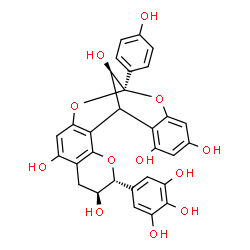 ChemSpider 2D Image | (5R,6S,13S,21R)-13-(4-Hydroxyphenyl)-5-(3,4,5-trihydroxyphenyl)-4,12,14-trioxapentacyclo[11.7.1.0~2,11~.0~3,8~.0~15,20~]henicosa-2,8,10,15,17,19-hexaene-6,9,17,19,21-pentol | C30H24O12