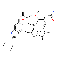 ChemSpider 2D Image | (1Z,4E,6Z,8S,9S,10E,12S,13R,14S,16R)-21-(Diethylamino)-13-hydroxy-8,14-dimethoxy-4,10,12,16-tetramethyl-3,25-dioxo-2,20,22-triazatricyclo[16.6.1.0~19,23~]pentacosa-1,4,6,10,18,20,23-heptaen-9-yl carba
mate | C33H47N5O7