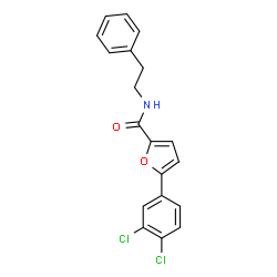 ChemSpider 2D Image | 5-(3,4-Dichlorophenyl)-N-(2-phenylethyl)-2-furamide | C19H15Cl2NO2