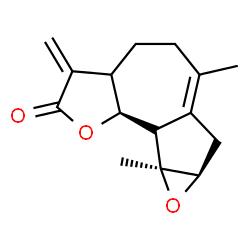 ChemSpider 2D Image | (7aR,8aS,8cS)-6,8a-Dimethyl-3-methylene-3a,4,5,7,7a,8a,8b,8c-octahydrooxireno[2,3]azuleno[4,5-b]furan-2(3H)-one | C15H18O3