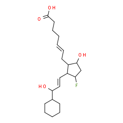 ChemSpider 2D Image | (5E)-7-{2-[(1E)-3-Cyclohexyl-3-hydroxy-1-propen-1-yl]-3-fluoro-5-hydroxycyclopentyl}-5-heptenoic acid | C21H33FO4