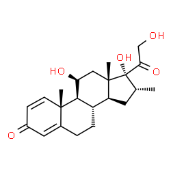 ChemSpider 2D Image | (11beta,16alpha)-11,17,21-Trihydroxy-16-methylpregna-1,4-diene-3,20-dione | C22H30O5