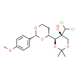 ChemSpider 2D Image | (2'R,4S,4'R,5S)-5-(Dichloromethyl)-2'-(4-methoxyphenyl)-2,2-dimethyl-4,4'-bi-1,3-dioxan-5-ol | C18H24Cl2O6