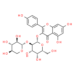 ChemSpider 2D Image | 5,7-Dihydroxy-2-(4-hydroxyphenyl)-4-oxo-4H-chromen-3-yl 2-O-beta-D-xylopyranosyl-beta-D-galactopyranoside | C26H28O15