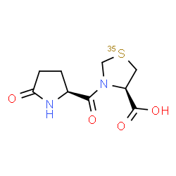ChemSpider 2D Image | (4R)-3-(5-Oxo-L-prolyl)(~35~S)-1,3-thiazolidine-4-carboxylic acid | C9H12N2O435S