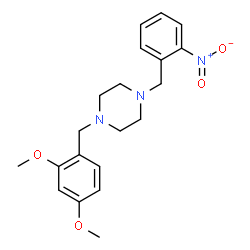 ChemSpider 2D Image | 1-(2,4-Dimethoxybenzyl)-4-(2-nitrobenzyl)piperazine | C20H25N3O4