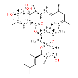 ChemSpider 2D Image | (1'R,2R,4S,4'S,5S,6S,8'R,10'E,13'R,14'E,16'E,21'R,24'S)-4,21',24'-Trihydroxy-5,11',13',22'-tetramethyl-6-[(2E)-4-methyl-2-penten-2-yl](1',2,2',3,4,4',5,5',8',9',10',15',16',20',21',22',23',25'-~14~C_1
8_)-3,4,5,6-tetrahydro-2'H-spiro[pyran-2,6'-[3,7,19]trioxatetracyclo[15.6.1.1~4,8~.0~20,24~]pentacosa[10,14,16,22]tetraen]-2'-one | C1814C18H52O8