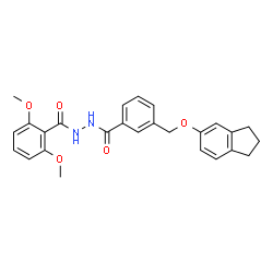 ChemSpider 2D Image | N'-{3-[(2,3-Dihydro-1H-inden-5-yloxy)methyl]benzoyl}-2,6-dimethoxybenzohydrazide | C26H26N2O5