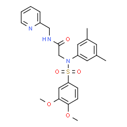 ChemSpider 2D Image | N~2~-[(3,4-Dimethoxyphenyl)sulfonyl]-N~2~-(3,5-dimethylphenyl)-N-(2-pyridinylmethyl)glycinamide | C24H27N3O5S