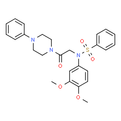 ChemSpider 2D Image | N-(3,4-Dimethoxyphenyl)-N-[2-oxo-2-(4-phenyl-1-piperazinyl)ethyl]benzenesulfonamide | C26H29N3O5S