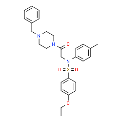 ChemSpider 2D Image | N-[2-(4-Benzyl-1-piperazinyl)-2-oxoethyl]-4-ethoxy-N-(4-methylphenyl)benzenesulfonamide | C28H33N3O4S