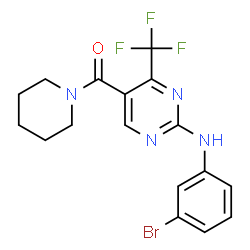 ChemSpider 2D Image | {2-[(3-Bromophenyl)amino]-4-(trifluoromethyl)-5-pyrimidinyl}(1-piperidinyl)methanone | C17H16BrF3N4O