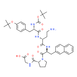 ChemSpider 2D Image | N-[(2R)-4-Amino-2-{[O-(2-methyl-2-propanyl)-N-{[(2-methyl-2-propanyl)oxy]carbonyl}-L-tyrosyl]amino}butanoyl]-3-(2-naphthyl)-L-alanyl-D-prolylglycine | C42H56N6O9