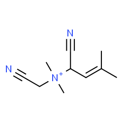 ChemSpider 2D Image | 1-Cyano-N-(cyanomethyl)-N,N,3-trimethyl-2-buten-1-aminium | C10H16N3