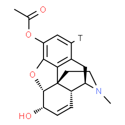 ChemSpider 2D Image | (5alpha,6alpha)-6-Hydroxy-17-methyl(1-~3~H)-7,8-didehydro-4,5-epoxymorphinan-3-yl acetate | C19H20TNO4