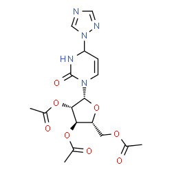 ChemSpider 2D Image | 1-(2,3,5-Tri-O-acetyl-beta-D-arabinofuranosyl)-4-(1H-1,2,4-triazol-1-yl)-3,4-dihydro-2(1H)-pyrimidinone | C17H21N5O8
