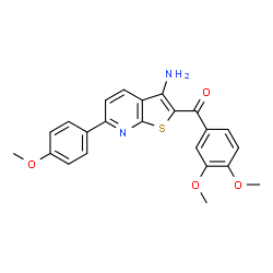 ChemSpider 2D Image | [3-Amino-6-(4-methoxyphenyl)thieno[2,3-b]pyridin-2-yl](3,4-dimethoxyphenyl)methanone | C23H20N2O4S
