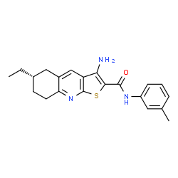 ChemSpider 2D Image | (6S)-3-Amino-6-ethyl-N-(3-methylphenyl)-5,6,7,8-tetrahydrothieno[2,3-b]quinoline-2-carboxamide | C21H23N3OS