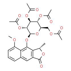 ChemSpider 2D Image | (3S)-5-Methoxy-3-methyl-1-oxo-1,3-dihydronaphtho[2,3-c]furan-4-yl 2,3,4,6-tetra-O-acetyl-beta-D-glucopyranoside | C28H30O13