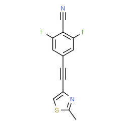 ChemSpider 2D Image | 2,6-Difluoro-4-[(2-methyl-1,3-thiazol-4-yl)ethynyl]benzonitrile | C13H6F2N2S
