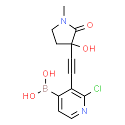 ChemSpider 2D Image | {2-Chloro-3-[(3-hydroxy-1-methyl-2-oxo-3-pyrrolidinyl)ethynyl]-4-pyridinyl}boronic acid | C12H12BClN2O4