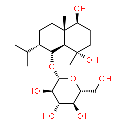 ChemSpider 2D Image | (1R,2S,4aS,5S,8S,8aR)-5,8-Dihydroxy-2-isopropyl-4a,8-dimethyldecahydro-1-naphthalenyl beta-D-glucopyranoside | C21H38O8