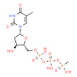 ChemSpider 2D Image | 5'-O-{Hydroxy[(hydroxy{[hydroxy(methyl)phosphoryl]oxy}phosphoryl)oxy]phosphoryl}thymidine | C11H19N2O13P3