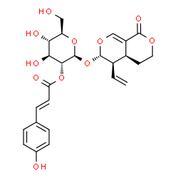 ChemSpider 2D Image | (4aS,5R,6S)-1-Oxo-5-vinyl-4,4a,5,6-tetrahydro-1H,3H-pyrano[3,4-c]pyran-6-yl 2-O-[(2E)-3-(4-hydroxyphenyl)-2-propenoyl]-beta-D-glucopyranoside | C25H28O11