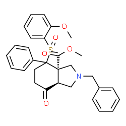 ChemSpider 2D Image | Methyl (3aR,7aS)-2-benzyl-4-[(2-methoxyphenyl)sulfinyl]-7-oxo-4-phenyloctahydro-3aH-isoindole-3a-carboxylate | C30H31NO5S