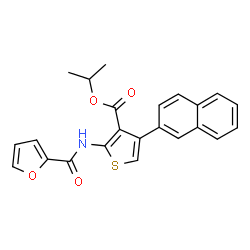 ChemSpider 2D Image | Isopropyl 2-(2-furoylamino)-4-(2-naphthyl)-3-thiophenecarboxylate | C23H19NO4S
