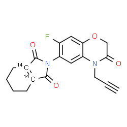 ChemSpider 2D Image | 2-[7-Fluoro-3-oxo-4-(2-propyn-1-yl)-3,4-dihydro-2H-1,4-benzoxazin-6-yl](3a,7a-~14~C_2_)-4,5,6,7-tetrahydro-1H-isoindole-1,3(2H)-dione | C1714C2H15FN2O4