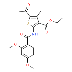 ChemSpider 2D Image | Ethyl 5-acetyl-2-[(2,4-dimethoxybenzoyl)amino]-4-methyl-3-thiophenecarboxylate | C19H21NO6S