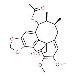 ChemSpider 2D Image | (6S,7S,8R)-2,3-Dimethoxy-6,7-dimethyl-1-oxo-5,6,7,8-tetrahydro-1H-10,12,13-trioxabenzo[1,8]cycloocta[1,2,3-cd]-as-indacen-8-yl acetate | C24H26O8