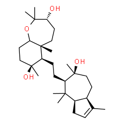 ChemSpider 2D Image | (3R,5aR,6R,7S)-6-{2-[(3aR,5R,6S,8aR)-6-Hydroxy-1,4,4,6-tetramethyl-3,3a,4,5,6,7,8,8a-octahydro-5-azulenyl]ethyl}-2,2,5a,7-tetramethyldecahydro-1-benzoxepine-3,7-diol | C30H52O4