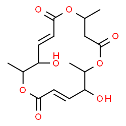 ChemSpider 2D Image | (7E,13E)-9,15-Dihydroxy-4,10,16-trimethyl-1,5,11-trioxacyclohexadeca-7,13-diene-2,6,12-trione | C16H22O8