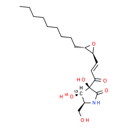 ChemSpider 2D Image | (3S,4S,5S)-3-Hydroxy-4-(~18~O)hydroxy-5-(hydroxymethyl)-3-{(2E)-3-[(2S,3S)-3-nonyl-2-oxiranyl]-2-propenoyl}-2-(4-~13~C)pyrrolidinone | C1813CH31NO518O