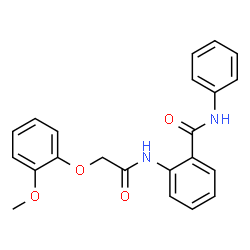 ChemSpider 2D Image | 2-{[(2-Methoxyphenoxy)acetyl]amino}-N-phenylbenzamide | C22H20N2O4