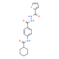 ChemSpider 2D Image | N-(4-{[2-(2-Thienylcarbonyl)hydrazino]carbonyl}phenyl)cyclohexanecarboxamide | C19H21N3O3S