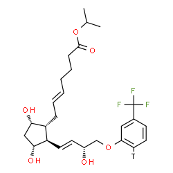 ChemSpider 2D Image | Isopropyl (5E)-7-{(1R,2R,3R,5S)-3,5-dihydroxy-2-[(1E,3R)-3-hydroxy-4-{[3-(trifluoromethyl)(6-~3~H)phenyl]oxy}-1-buten-1-yl]cyclopentyl}-5-heptenoate | C26H34TF3O6