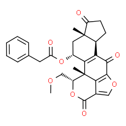 ChemSpider 2D Image | (1S,6bR,9aS,11R,11bR)-1-(Methoxymethyl)-9a,11b-dimethyl-3,6,9-trioxo-1,6,6b,7,8,9,9a,10,11,11b-decahydro-3H-furo[4,3,2-de]indeno[4,5-h]isochromen-11-yl phenylacetate | C29H28O8