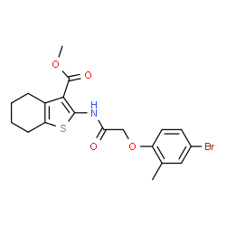 ChemSpider 2D Image | Methyl 2-{[(4-bromo-2-methylphenoxy)acetyl]amino}-4,5,6,7-tetrahydro-1-benzothiophene-3-carboxylate | C19H20BrNO4S