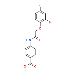 ChemSpider 2D Image | Methyl 4-{[(2-bromo-4-chlorophenoxy)acetyl]amino}benzoate | C16H13BrClNO4