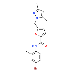 ChemSpider 2D Image | N-(4-Bromo-2-methylphenyl)-5-[(3,5-dimethyl-1H-pyrazol-1-yl)methyl]-2-furamide | C18H18BrN3O2