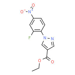 ChemSpider 2D Image | Ethyl 1-(2-fluoro-4-nitrophenyl)-1H-pyrazole-4-carboxylate | C12H10FN3O4