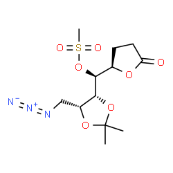 ChemSpider 2D Image | (S)-[(4R,5R)-5-(Azidomethyl)-2,2-dimethyl-1,3-dioxolan-4-yl][(2R)-5-oxotetrahydro-2-furanyl]methyl methanesulfonate | C12H19N3O7S