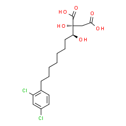 ChemSpider 2D Image | (2R)-2-[(1S)-8-(2,4-Dichlorophenyl)-1-hydroxyoctyl]-2-hydroxysuccinic acid | C18H24Cl2O6