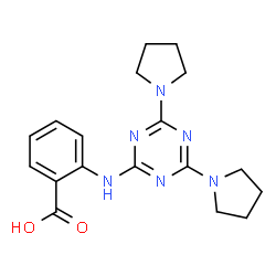 ChemSpider 2D Image | 2-{[4,6-Di(1-pyrrolidinyl)-1,3,5-triazin-2-yl]amino}benzoic acid | C18H22N6O2