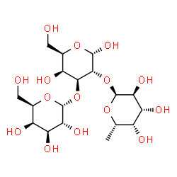 ChemSpider 2D Image | 6-Deoxy-alpha-L-galactopyranosyl-(1->2)-[alpha-D-galactopyranosyl-(1->3)]-alpha-D-galactopyranose | C18H32O15