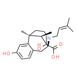 ChemSpider 2D Image | 2-Hydroxypropanoic acid - (1S,9S,13R)-1,13-dimethyl-10-(3-methyl-2-buten-1-yl)-10-azatricyclo[7.3.1.0~2,7~]trideca-2,4,6-trien-4-ol (1:1) | C22H33NO4