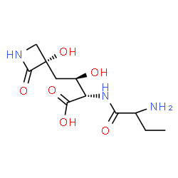 ChemSpider 2D Image | N-(2-Aminobutanoyl)-4-[(3S)-3-hydroxy-2-oxo-3-azetidinyl]-L-threonine | C11H19N3O6
